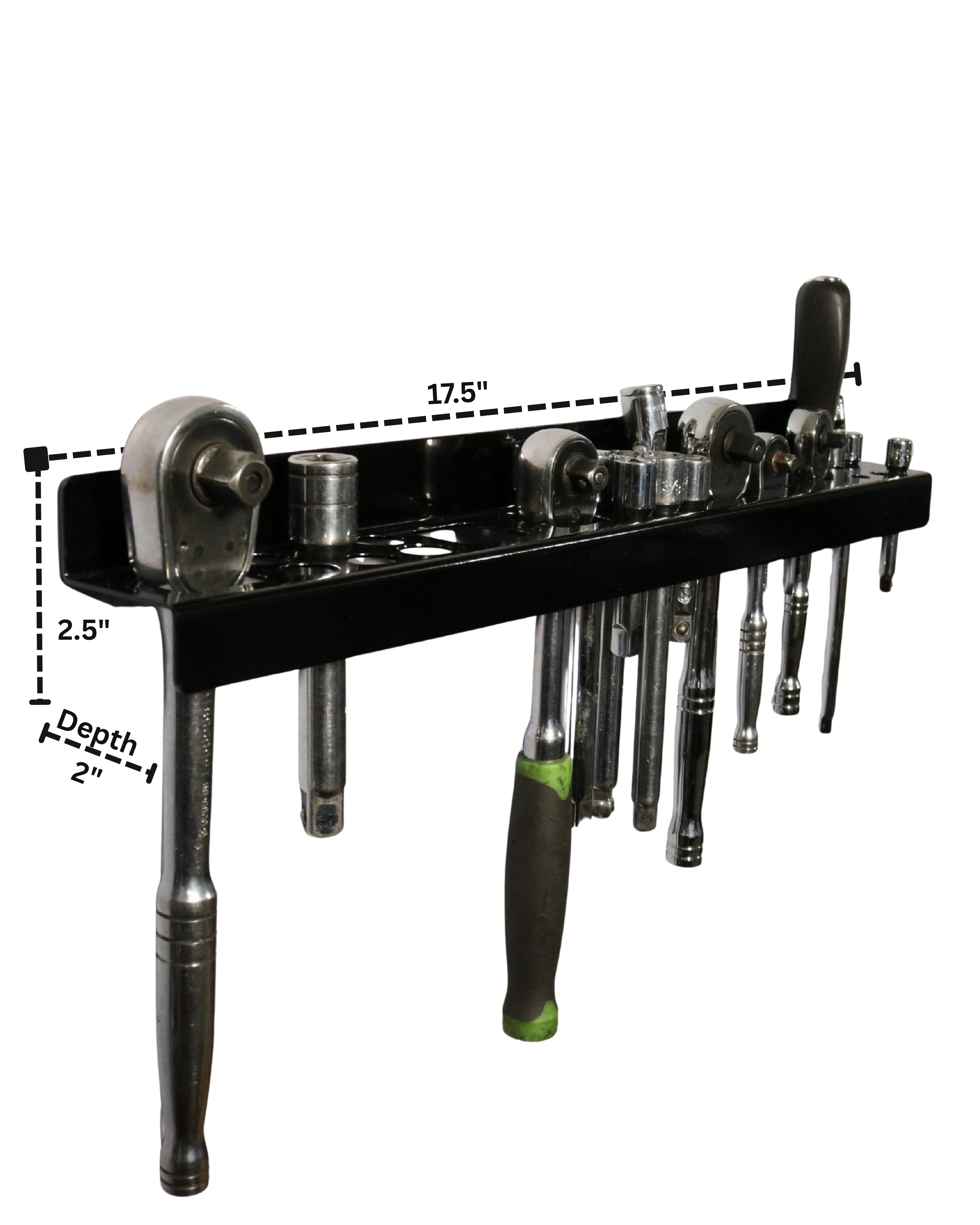 Heavy‑Duty Ratchet & Extension Holder — 18‑Gauge Steel